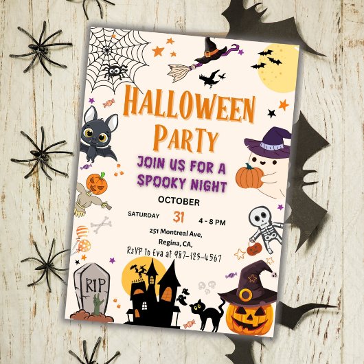 Halloween Party Invitation Kinder Spooky Night Par Kaart