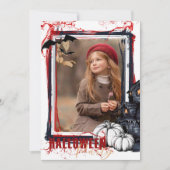 Halloween Party Invitation Lijst Wit met Foto Kaart (Voorkant)