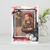 Halloween Party Invitation Lijst Wit met Foto Kaart (Staand voorkant)