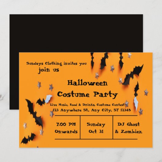 Halloween Party Invitation modern schattig design Kaart (Voorkant / Achterkant)