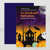 Halloween Party Invitation or Terrifyingly Fun Hal Kaart (Voorkant / Achterkant)