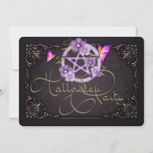 Halloween Party Invitation Pentagram 1 Kaart (Voorkant)