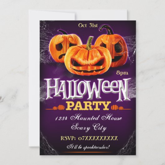 Halloween Party Invitation Pumpkins Aanpasbaar Kaart (Voorkant)