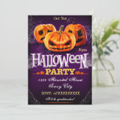 Halloween Party Invitation Pumpkins Aanpasbaar Kaart (Staand voorkant)