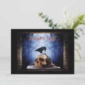 Halloween Party Invitation - Raven on Skull Kaart (Staand voorkant)