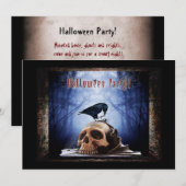 Halloween Party Invitation - Raven on Skull Kaart (Voorkant / Achterkant)