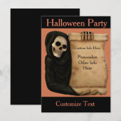Halloween Party Invitation Scary & Creepy Skeleton Kaart (Voorkant / Achterkant)