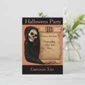 Halloween Party Invitation Scary & Creepy Skeleton Kaart (Staand voorkant)