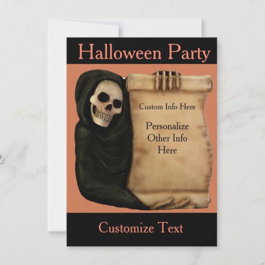Halloween Party Invitation Scary & Creepy Skeleton Kaart (Voorkant)