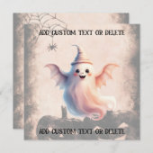 Halloween Party Invitation Schattigee Ghost aangep Kaart (Voorkant / Achterkant)