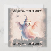 Halloween Party Invitation Schattigee Ghost aangep Kaart (Voorkant)