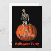 Halloween Party Invitation Skeleton Jack O Lantern Kaart (Voorkant / Achterkant)