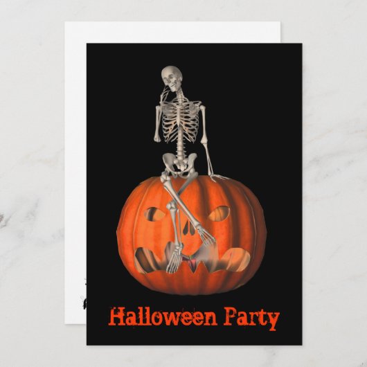 Halloween Party Invitation Skeleton Jack O Lantern Kaart (Voorkant / Achterkant)