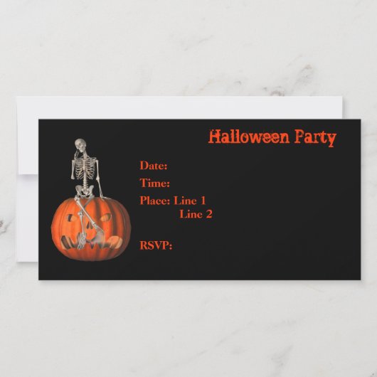 Halloween Party Invitation Skeleton Pumpkin Kaart (Voorkant)
