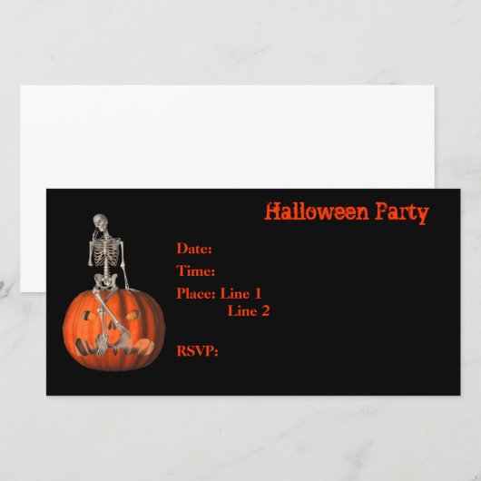 Halloween Party Invitation Skeleton Pumpkin Kaart (Voorkant / Achterkant)