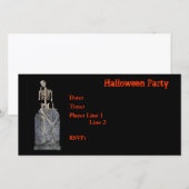 Halloween Party Invitation Skeleton Tombstone Kaar (Voorkant / Achterkant)