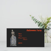 Halloween Party Invitation Skeleton Tombstone Kaar (Staand voorkant)