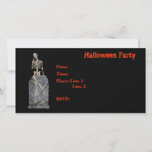 Halloween Party Invitation Skeleton Tombstone Kaar