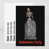 Halloween Party Invitation Skeleton Tombstone Kaart (Voorkant / Achterkant)