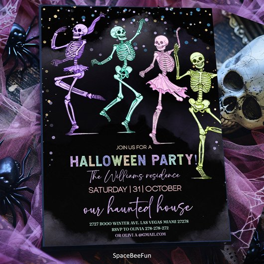 Halloween Party Invitation Skeletons Uitnodigen Kaart