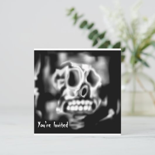 Halloween Party Invitation Skull Kaart (Staand voorkant)