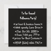 Halloween Party Invitation Skull Kaart (Achterkant)