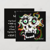 Halloween Party Invitation Skull Kaart (Voorkant / Achterkant)