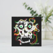 Halloween Party Invitation Skull Kaart (Staand voorkant)