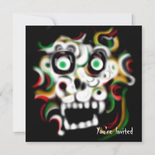 Halloween Party Invitation Skull Kaart (Voorkant)