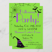 Halloween Party Invitation Spider Bats Kinder