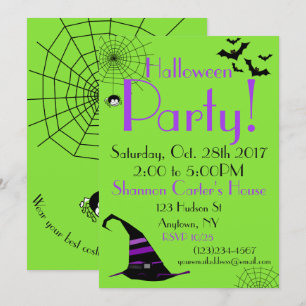 Halloween Party Invitation Spider Bats Kinder Kaart