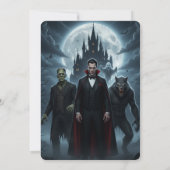 Halloween Party Invitation Spooky Monsters Frame Kaart (Achterkant)