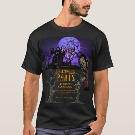 Halloween party invitation t-shirt (Voorkant)