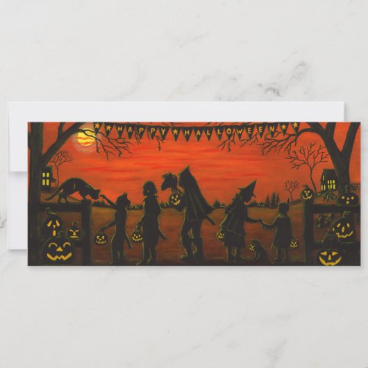 Halloween, party.invitation, truc-or-treat kaart (Voorkant)