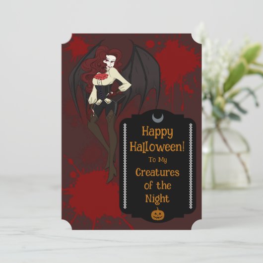 Halloween Party Invitation Vampire Queen Theme  Save The Date (Staand voorkant)