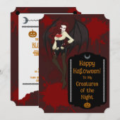 Halloween Party Invitation Vampire Queen Theme  Save The Date (Voorkant / Achterkant)
