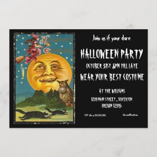 Halloween Party Invitation Vintage Witch Kaart