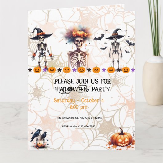 Halloween Party Invitation Wenskaart Kaart (Voorkant)