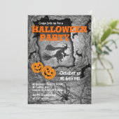 Halloween Party Invitation Witch Spider Kaart (Staand voorkant)