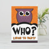 Halloween Party Invitations Cartoon Owl Kaart (Staand voorkant)