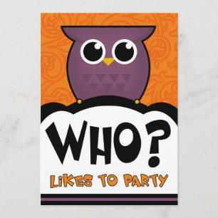 Halloween Party Invitations Cartoon Owl Kaart
