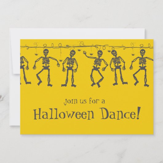 Halloween Party Invitations Dance Skeletons Kaart (Voorkant)