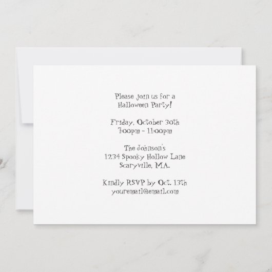 Halloween Party Invitations Dance Skeletons Kaart (Achterkant)