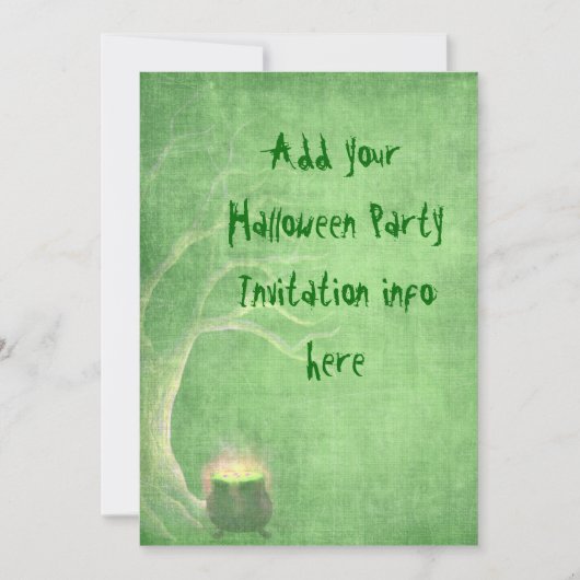Halloween Party Invitations Green Cauldron Kaart (Voorkant)