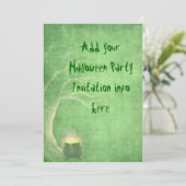 Halloween Party Invitations Green Cauldron Kaart (Staand voorkant)
