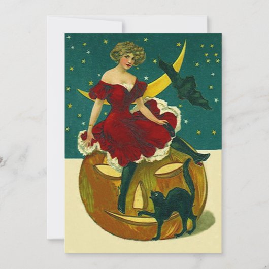 Halloween Party Invitations Mask JOL Gal Kaart (Voorkant)