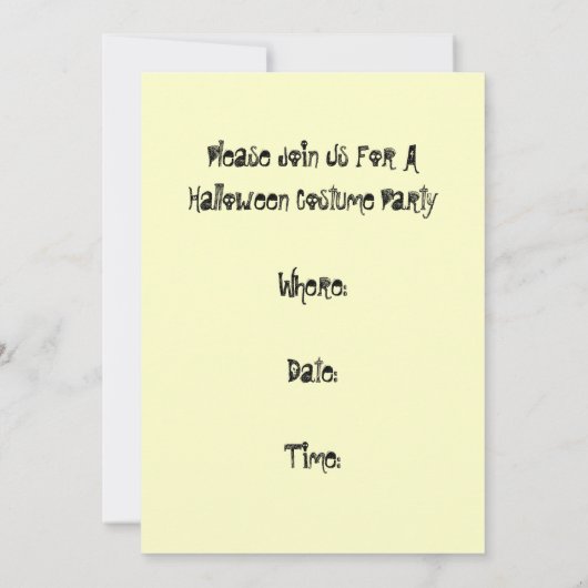 Halloween Party Invitations Mask JOL Gal Kaart (Achterkant)