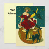 Halloween Party Invitations Mask JOL Gal Kaart (Voorkant / Achterkant)