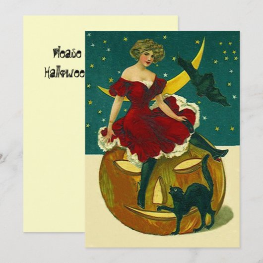  Halloween Party Invitations Mask JOL Gal Kaart (Voorkant / Achterkant)