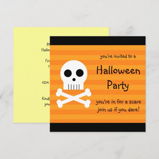 Halloween Party Invitations Square Pirate Skull Kaart (Voorkant / Achterkant)